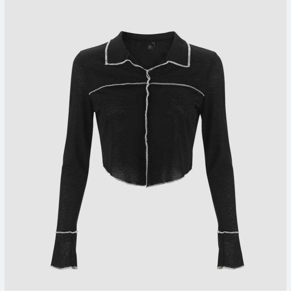 Cider cropped vintage top with contrast seams